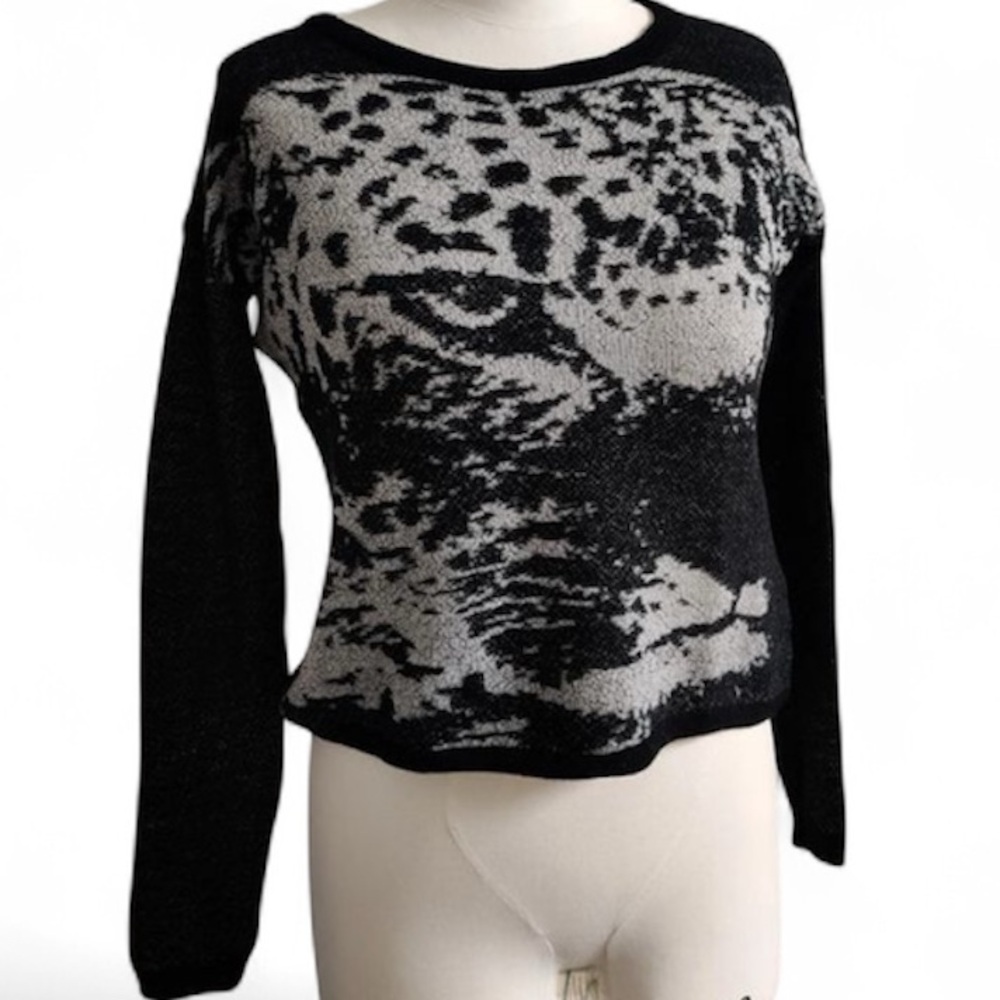 The Kooples Merino Wool Leopard Face Sweater